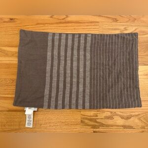 New! Rejuvenation Lumbar Brown Linen Striped Pillow Cover 16 x 26